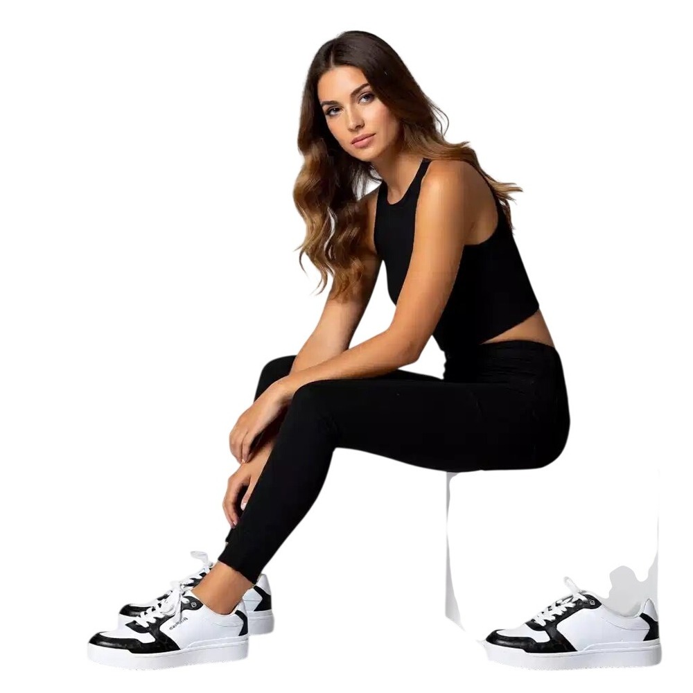 Calvin Klein Womens Monogram Logo Platform Sneakers Lace Up Shoes 8 NEW